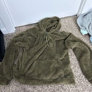 Cozy Olive Green Fleece Hoodie